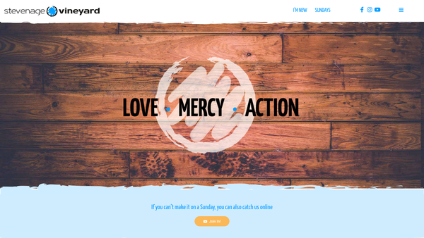 Screenshot of the Vineyard Christian Fellowship Of Stevenage website