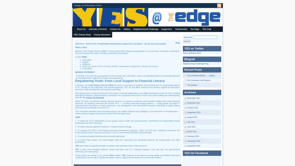 Screenshot of the Youth Enquiry Service, Brixham, Ltd website