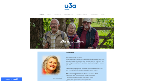 Screenshot of the U3A In Ludlow website