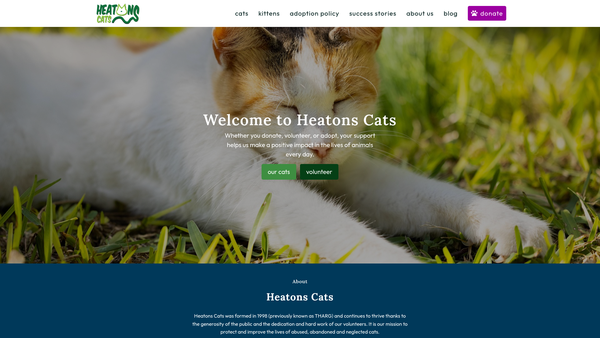 Screenshot of the The Heatons Animal Rescue Group website