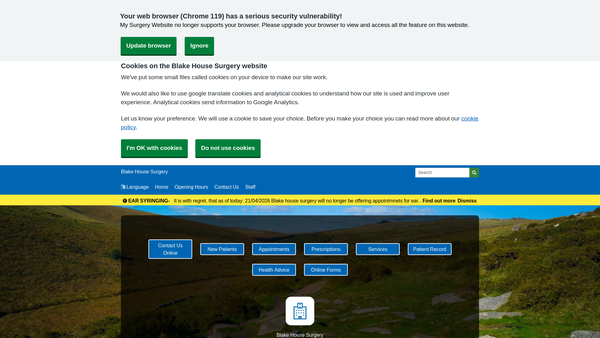 Screenshot of the Blake House and Dr Gwynne Trust website