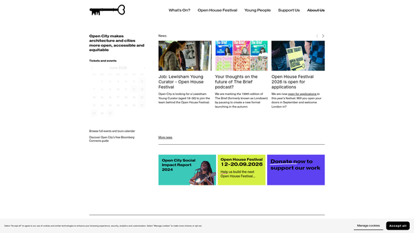 Screenshot of the Open City website