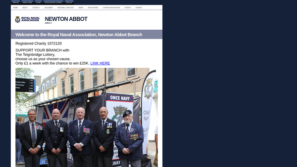 Screenshot of the Royal Naval Association Newton Abbot Branch website