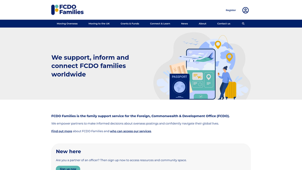 Screenshot of the FCDO Families Emergency Welfare Fund website