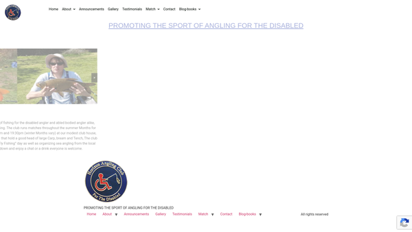 Screenshot of the Horizon Angling Club For The Disabled website