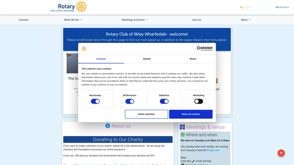 Screenshot of the Rotary Club Of Ilkley Wharfedale Charitable Trust website