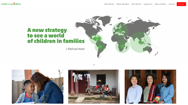 Screenshot of the Care For Children website