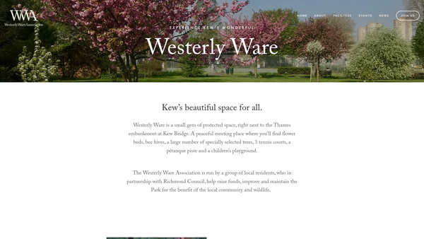 Screenshot of the Westerly Ware Association website