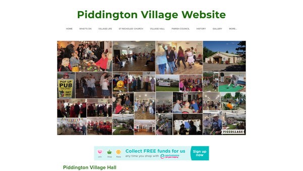 Screenshot of the Piddington Village Hall (Oxon) website