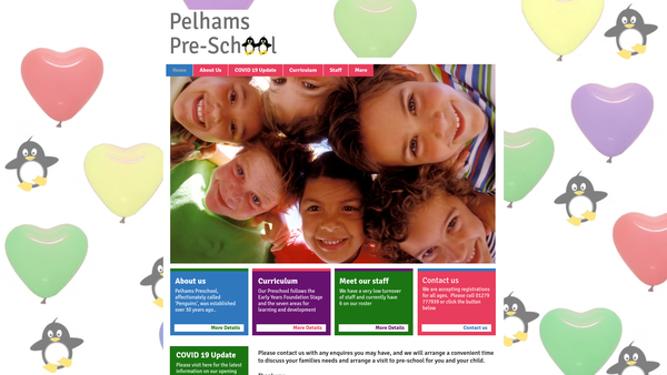 Screenshot of the Pelhams Pre-School website