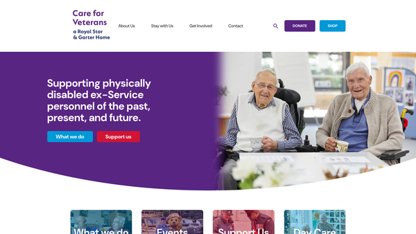 Screenshot of the Care For Veterans website