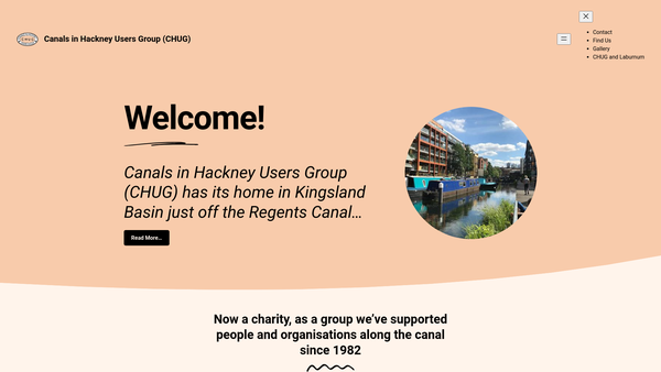 Screenshot of the Canals In Hackney Users Group website