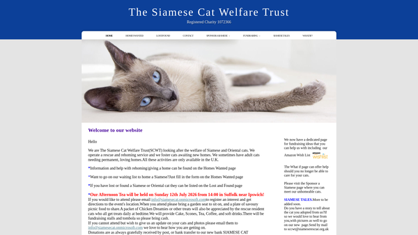 Screenshot of the The Siamese Cat Welfare Trust website