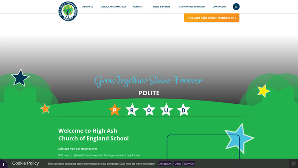 Screenshot of the High Ash CE Combined School Fund website