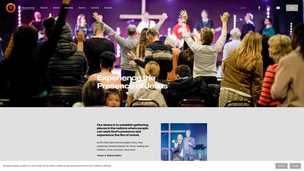 Screenshot of the Revival Fires website