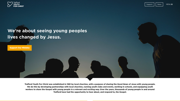 Screenshot of the Trafford Youth For Christ website