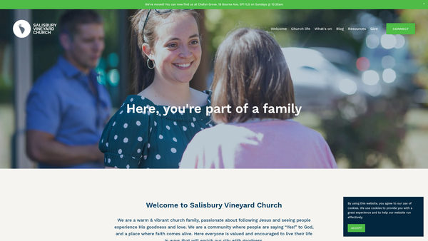 Screenshot of the The Salisbury Vineyard Christian Fellowship website