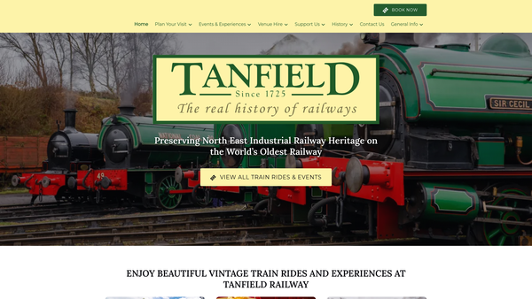 Screenshot of the Tanfield Railway Trust Limited website
