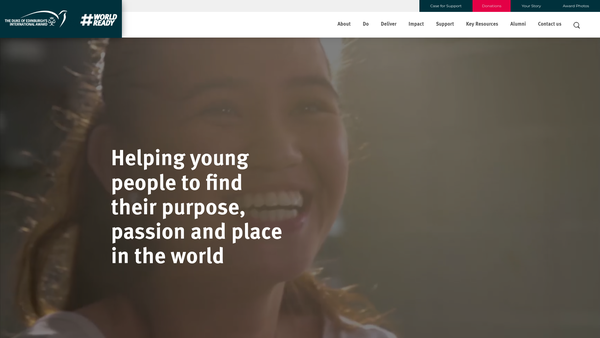 Screenshot of the The Duke Of Edinburgh's International Award Foundation website
