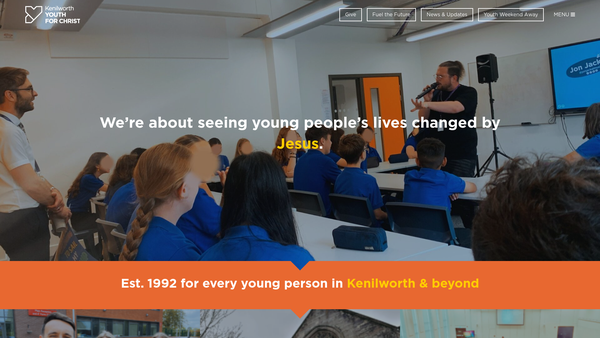 Screenshot of the Kenilworth Youth For Christ website