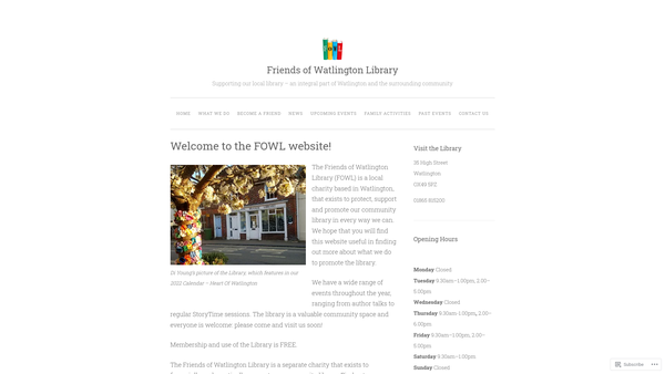 Screenshot of the Friends Of Watlington Library website