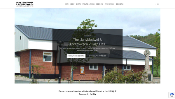 Screenshot of the Llanyblodwel & Porthywaen Institute website