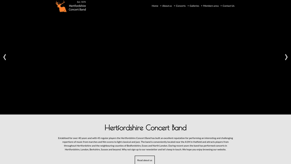 Screenshot of the Hertfordshire Concert Band website