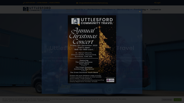 Screenshot of the Uttlesford Community Travel website