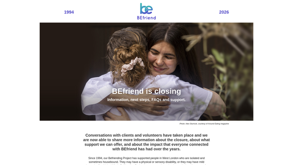 Screenshot of the BEfriend website