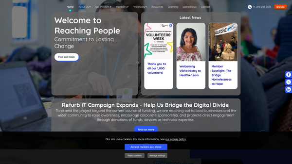 Screenshot of the Leicestershire Voluntary Sector Resource Agency website