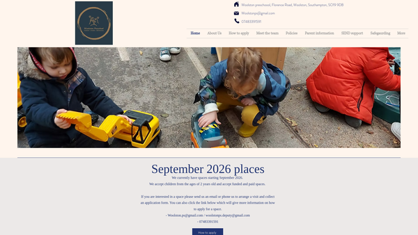 Screenshot of the Woolston And Woolston Adventure Preschools website