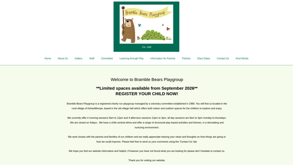 Screenshot of the Bramble Bears website