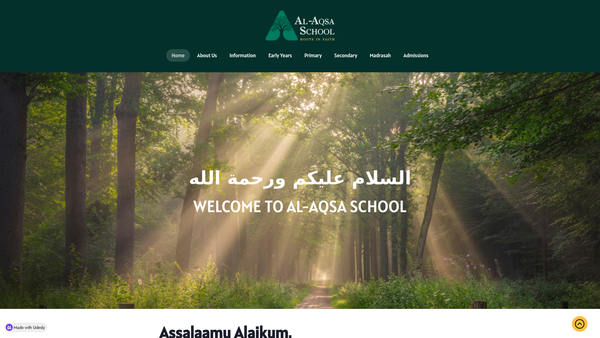Screenshot of the Al-Aqsa Schools Trust website