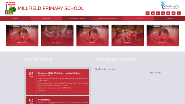 Screenshot of the Friends Of Millfield School (FOMS) website