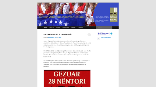Screenshot of the The British Albanian Kosovar Council Limited website