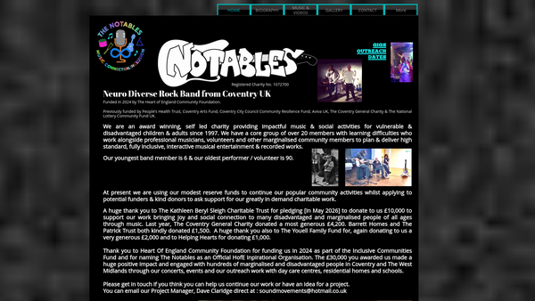 Screenshot of the The Notables website