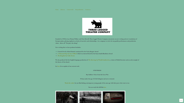 Screenshot of the Three Legged Theatre Company website