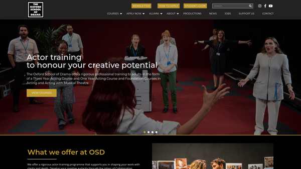 Screenshot of the The Oxford School Of Drama Trust website