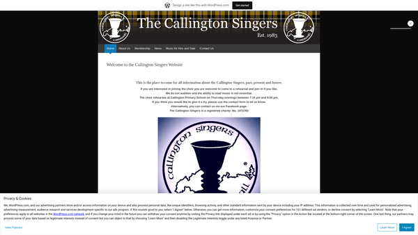 Screenshot of the Callington Singers website
