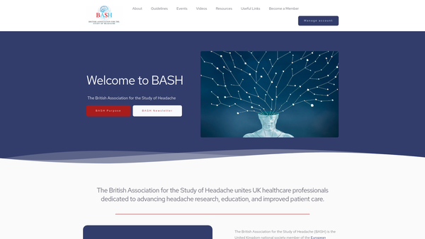 Screenshot of the The British Association For The Study Of Headache website