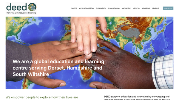Screenshot of the Development Education In Dorset (Deed) website
