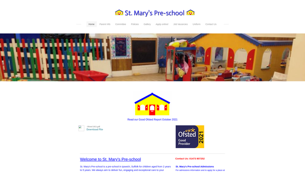 Screenshot of the St Mary's Pre-School Playgroup website