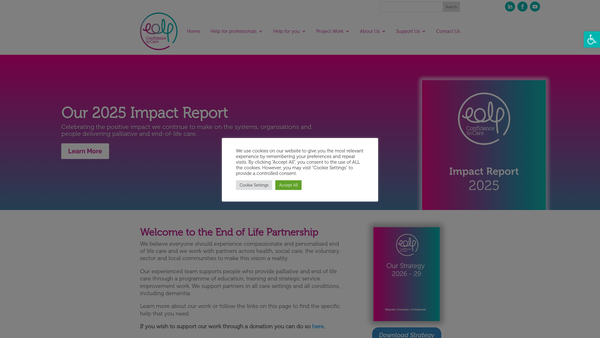 Screenshot of the The End Of Life Partnership Limited website