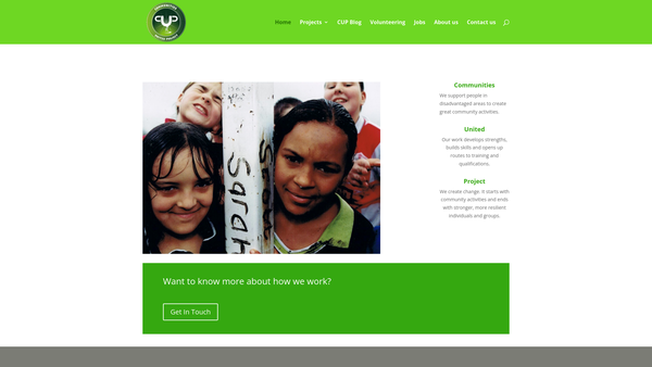 Screenshot of the Communities United Project website