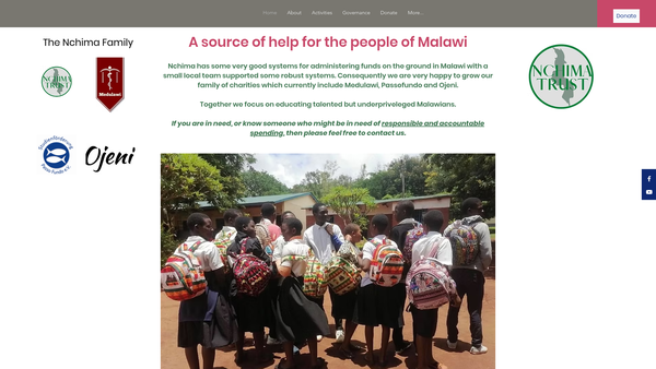 Screenshot of the The Nchima Trust website