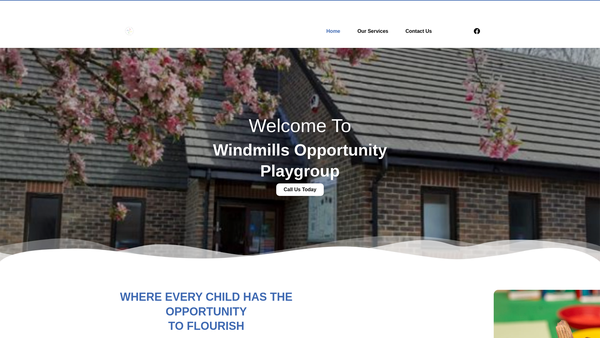 Screenshot of the Windmills Opportunity Playgroup website