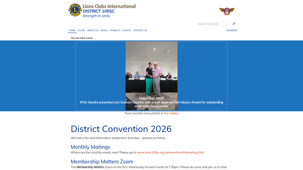 Screenshot of the Lions Clubs International District 105sc Charity Trust website