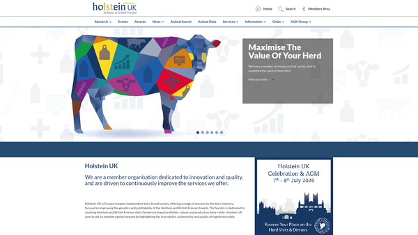 Screenshot of the Holstein UK website