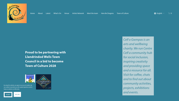 Screenshot of the Celfogwmpas website