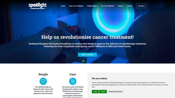 Screenshot of the Southend Hospital Foundation website